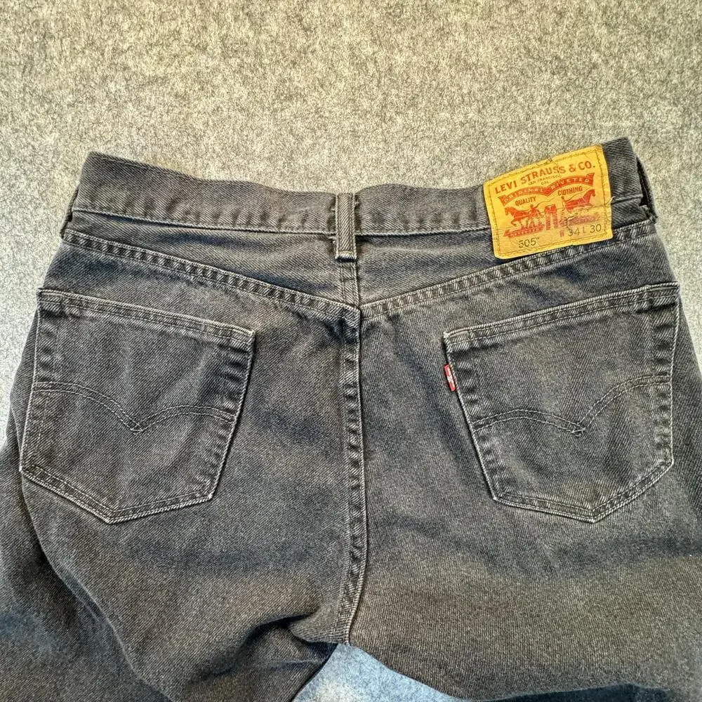 Levi's 505 Jeans Mens 34x29 Gray Denim Regular Fit Straight Leg Casual Pants